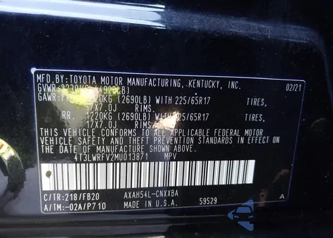 2021 Toyota Rav4 Hybrid Le z USA, uszkodzony, nr VIN 4T3LWRFV2MU013871